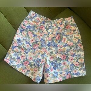 Moving Sale: Vintage Rose/ Floral Print Denim Shortd